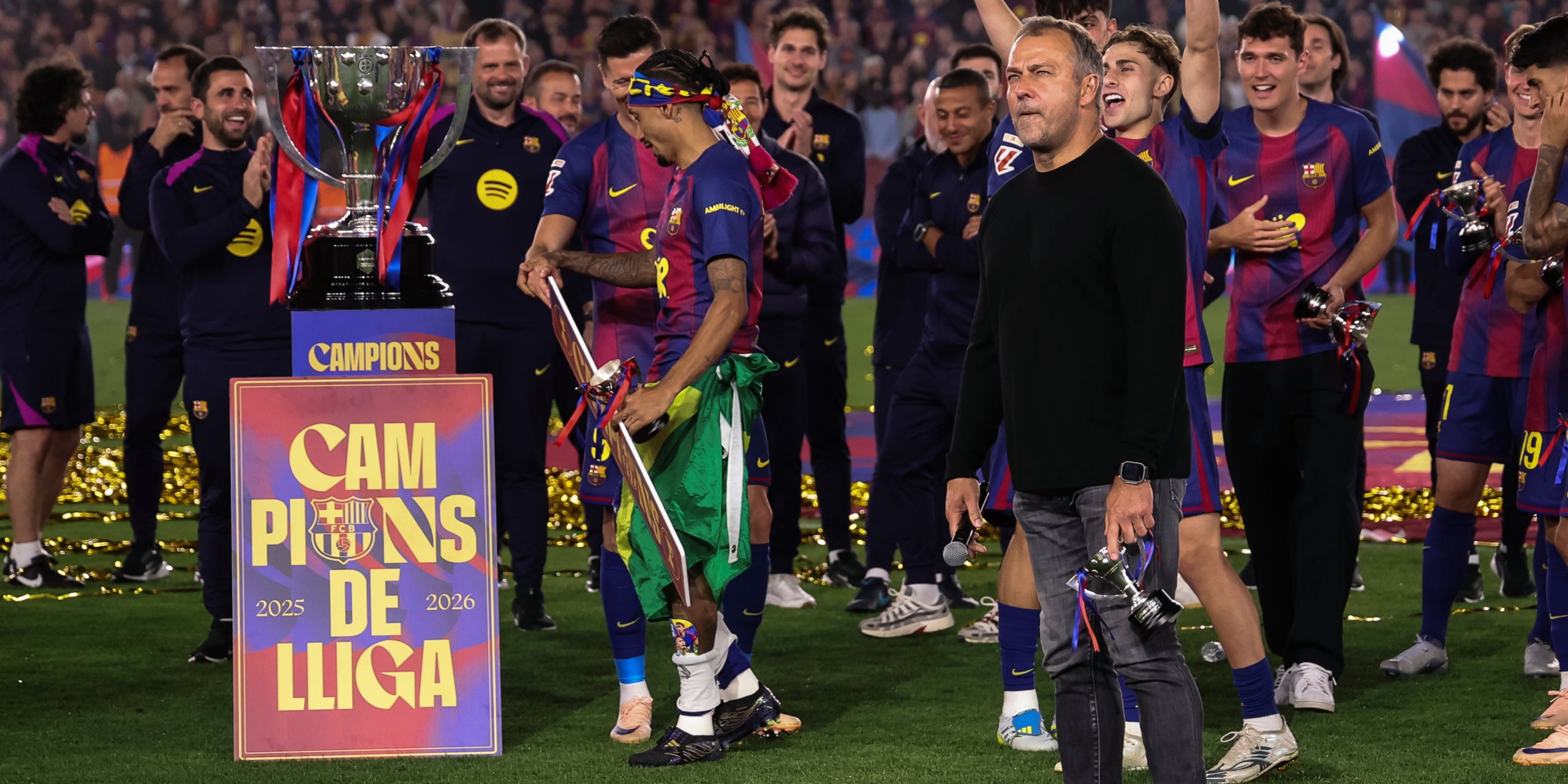 Hansi Flick, celebrant el títol de Lliga | Europa Press