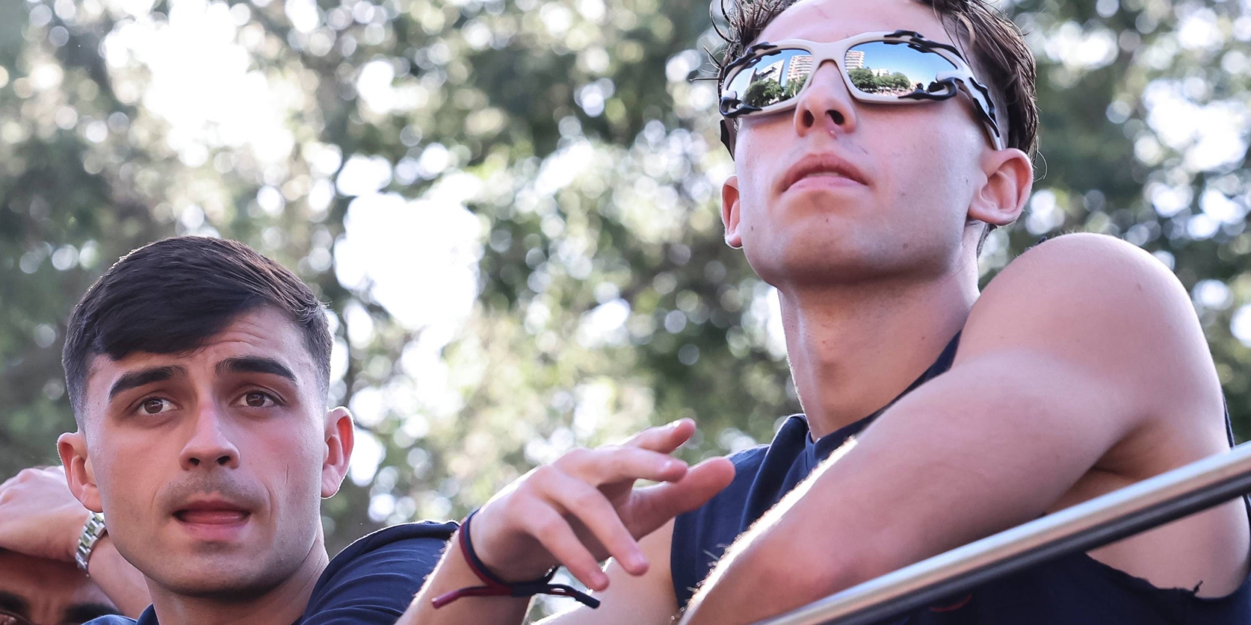 Pedri y Fermín, durante el desfile del Barça para celebrar el título de Liga | Europa Press