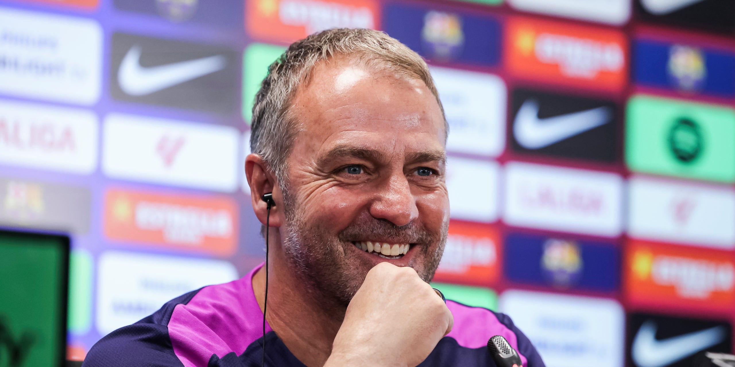 Hansi Flick, durant una roda de premsa amb el Barça | Europa Press