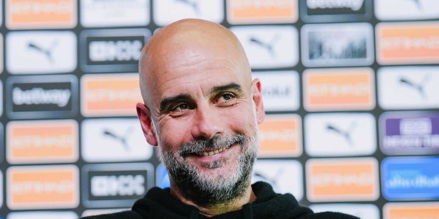 Pep Guardiola, durant una roda de premsa amb el Manchester City | MCFC