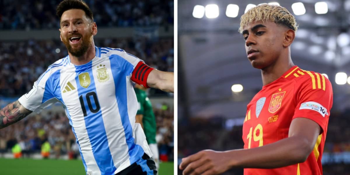 Leo Messi, amb la selecció argentina, i Lamine Yamal, amb la selecció espanyola | Europa Press