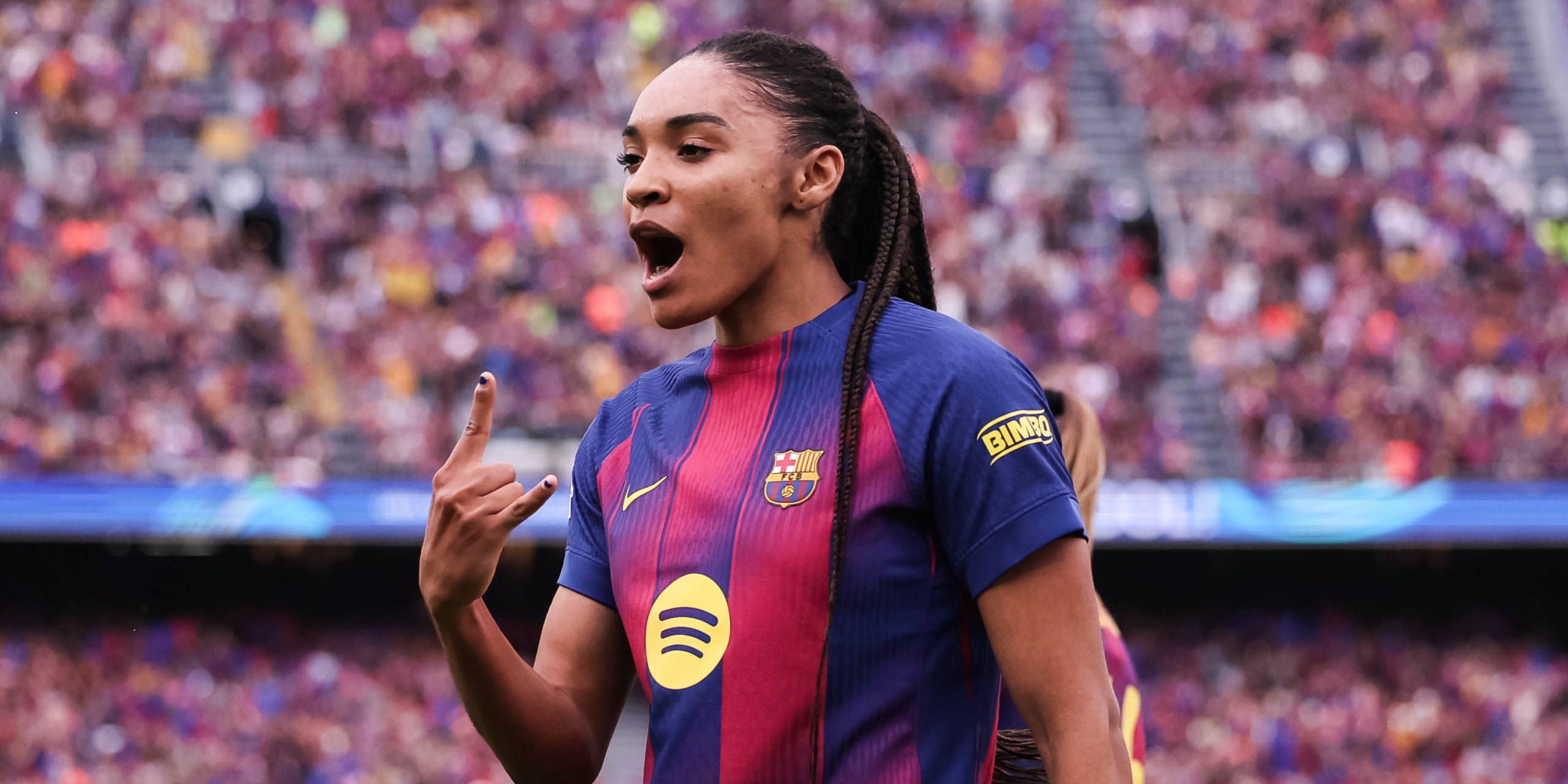 Salma Paralluelo, celebrant un gol amb el Barça | Europa Press