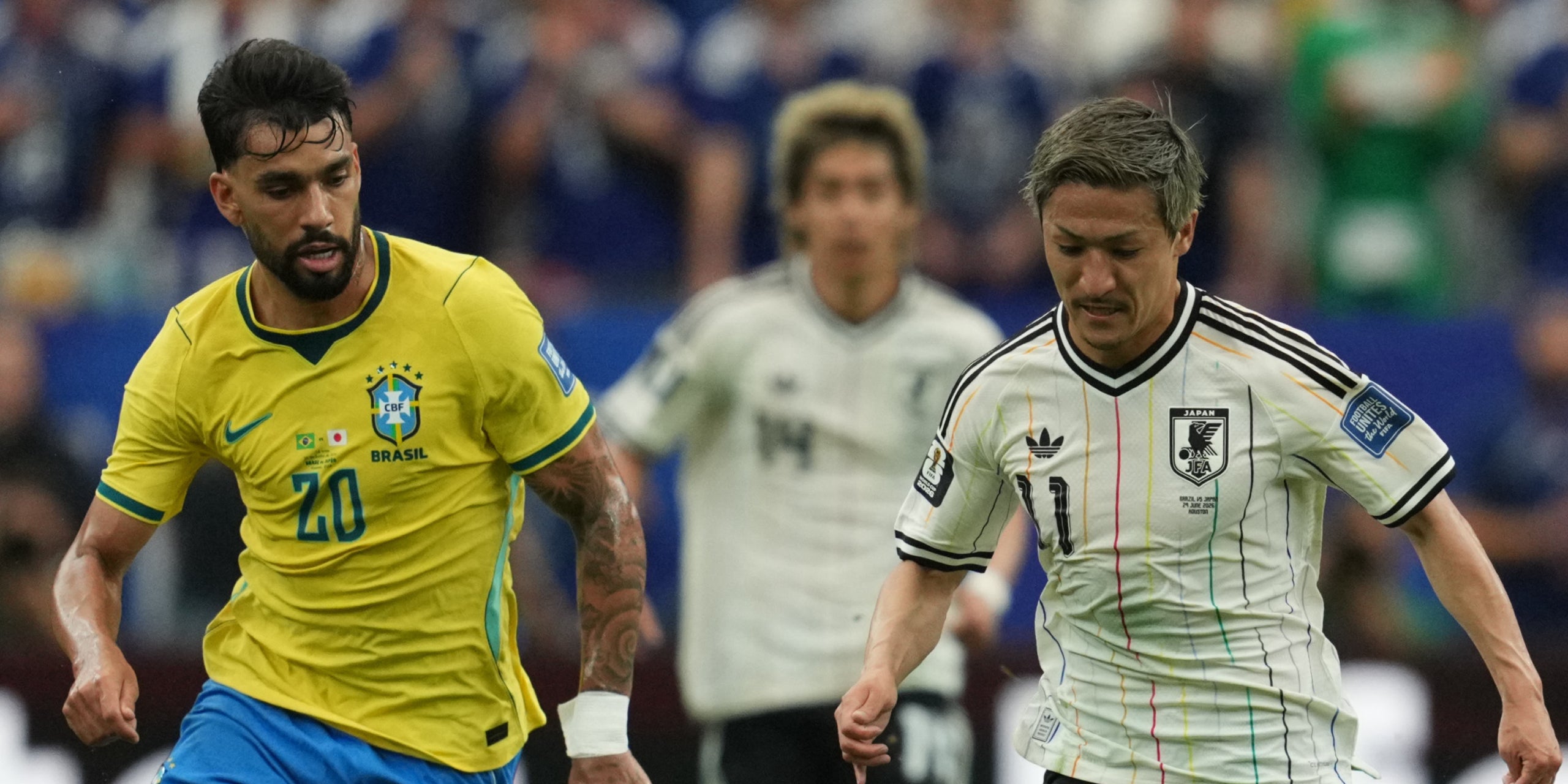 Els jugadors del Brasil i el Japó, durant els setzens de final del Mundial 2026 | Europa Press