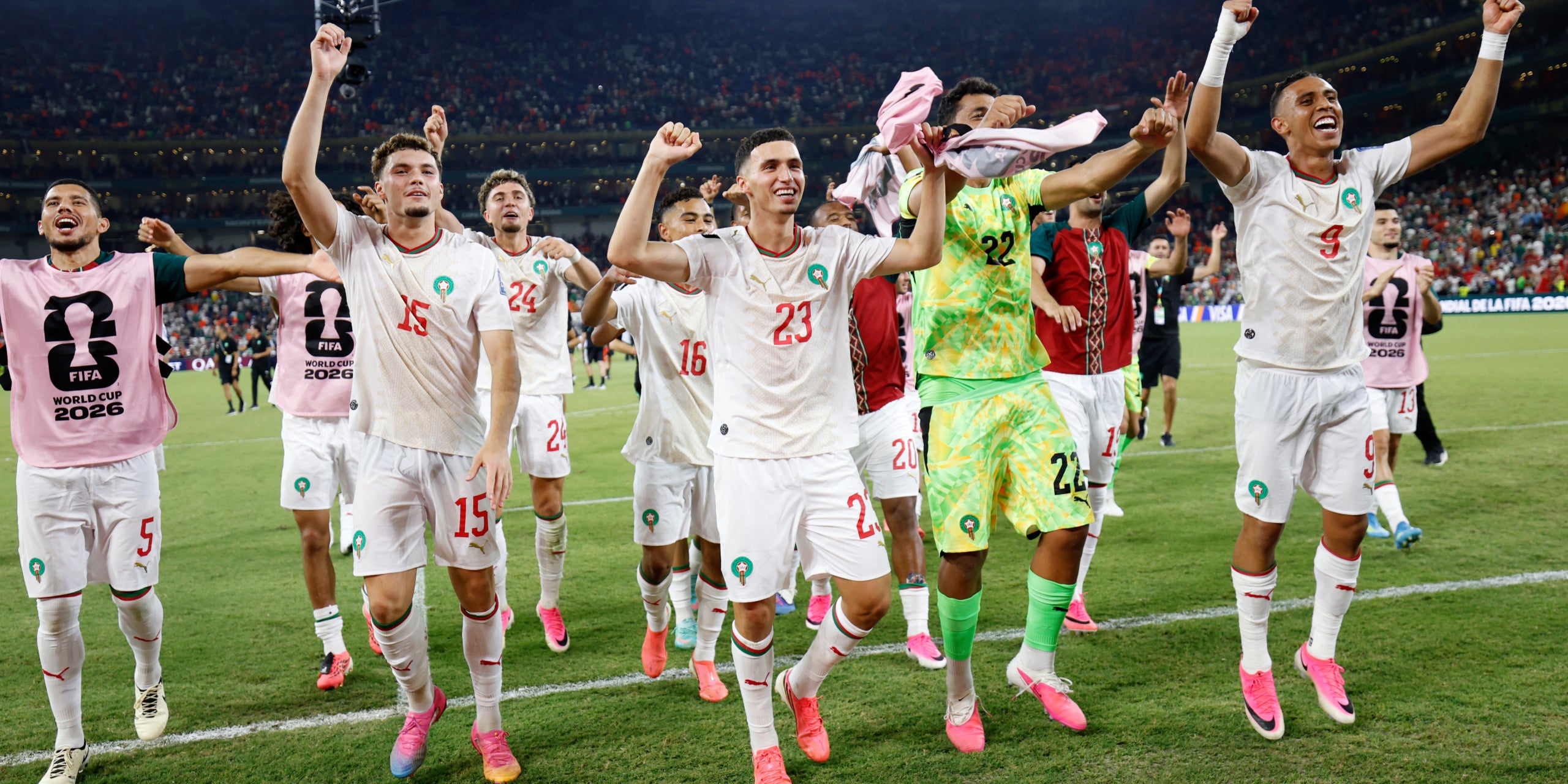 Els jugadors del Marroc, celebrant l'eliminació dels Països Baixos | Europa Press