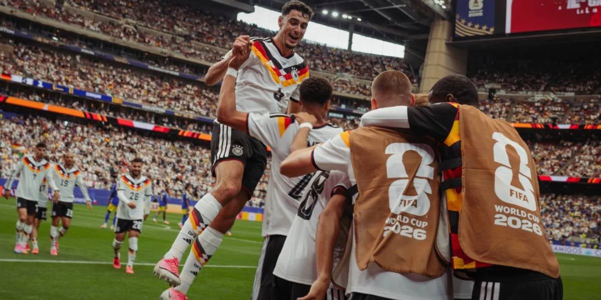 Els jugadors de la selecció alemanya, celebrant un dels gols contra Curaçao | DFB