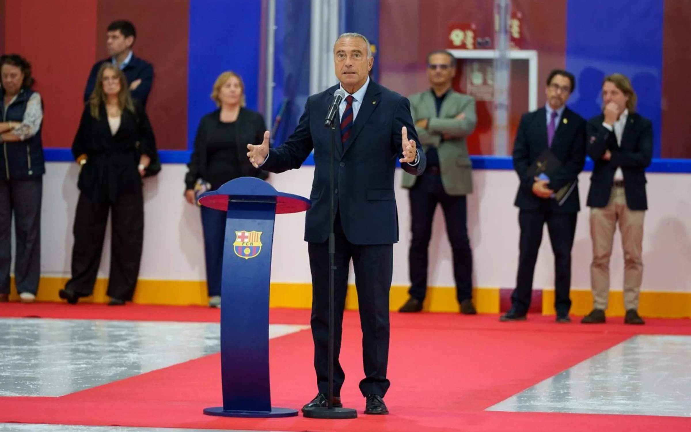 Rafa Yuste a la presentació de la nova pista de gel. | FCB.