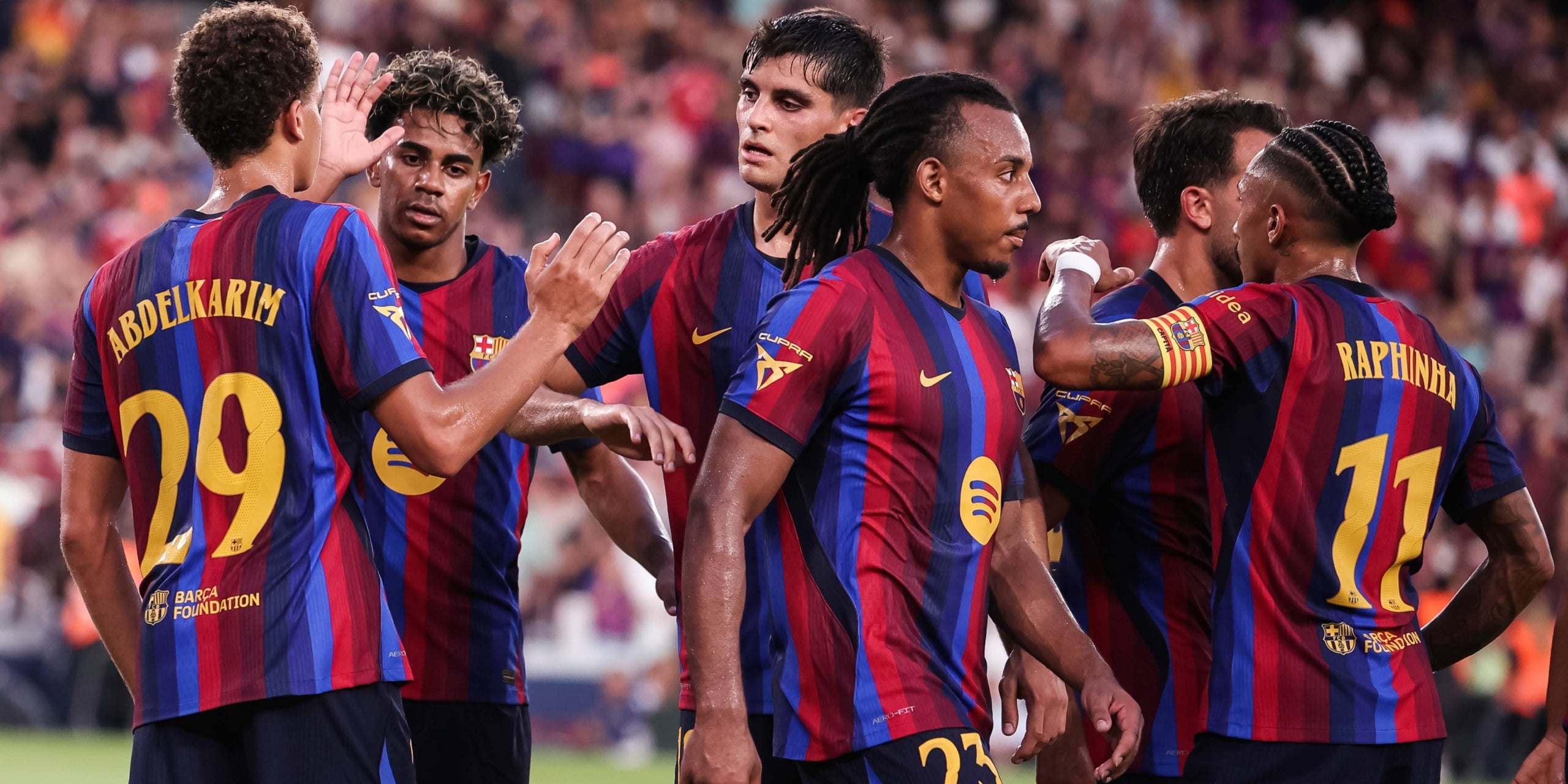 Los jugadores del Barça, celebrando uno de los goles del Gamper | Europa Press