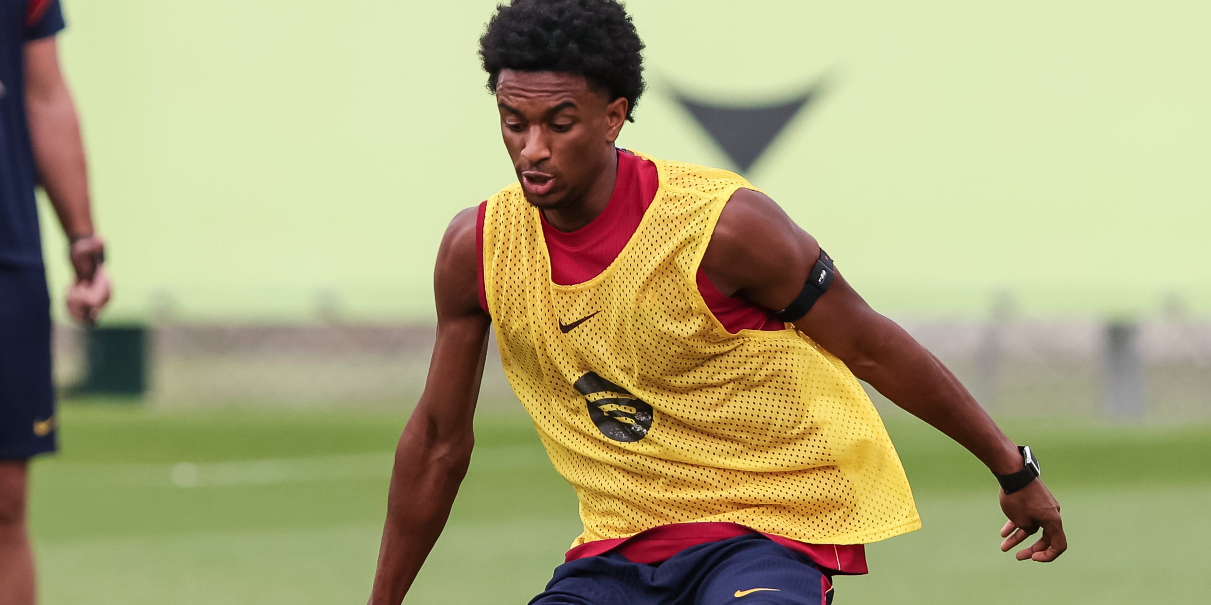 Alejandro Balde, durante un entrenamiento del Barça | Europa Press