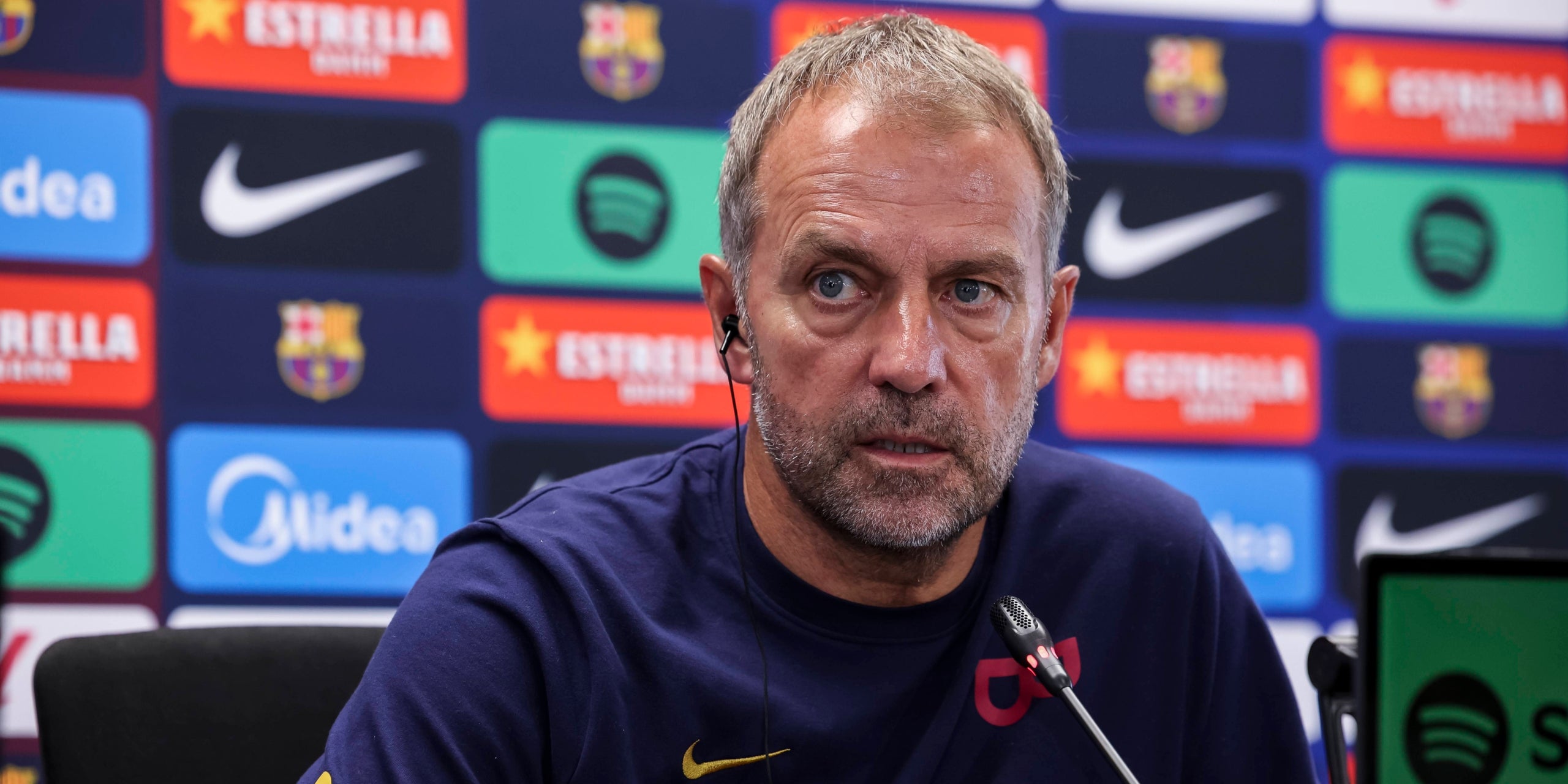 Hansi Flick a la roda de premsa prèvia al partit contra el València. | Europa Press