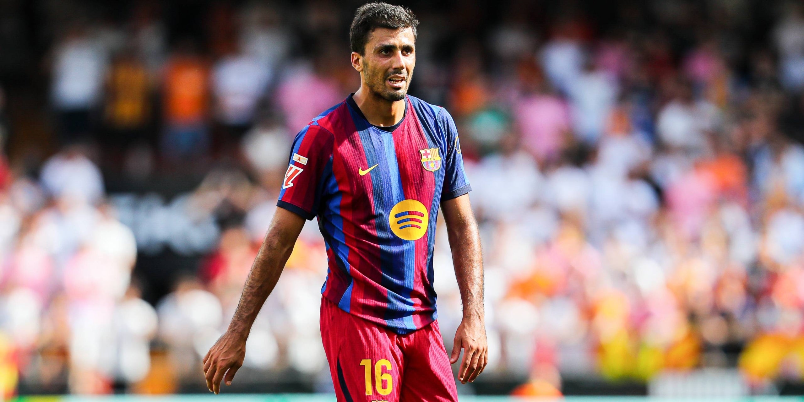 Rodri, durant el València-Barça | Europa Press