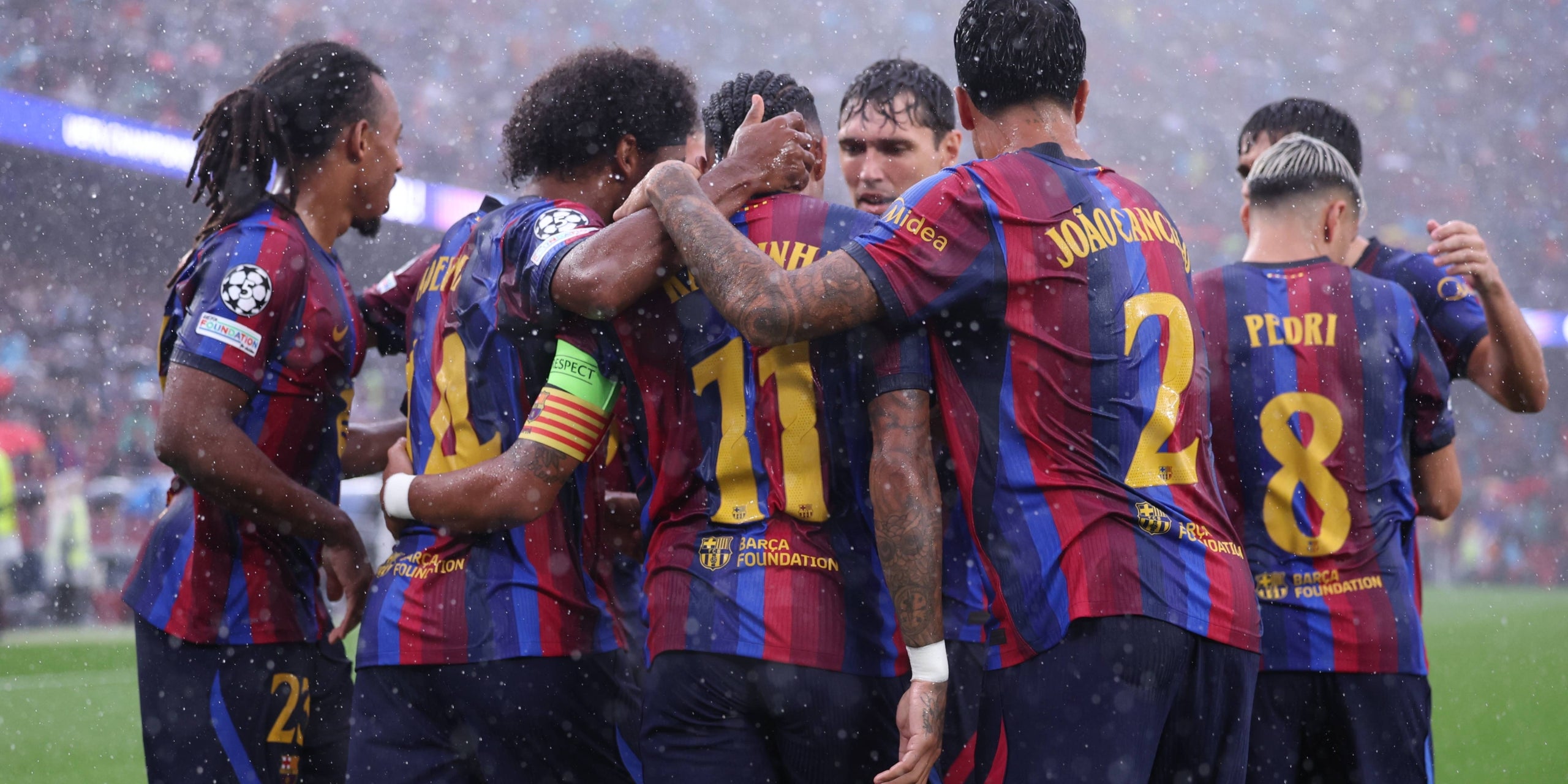 Els jugadors del Barça, celebrant el primer gol contra el Feyenoord | Europa Press