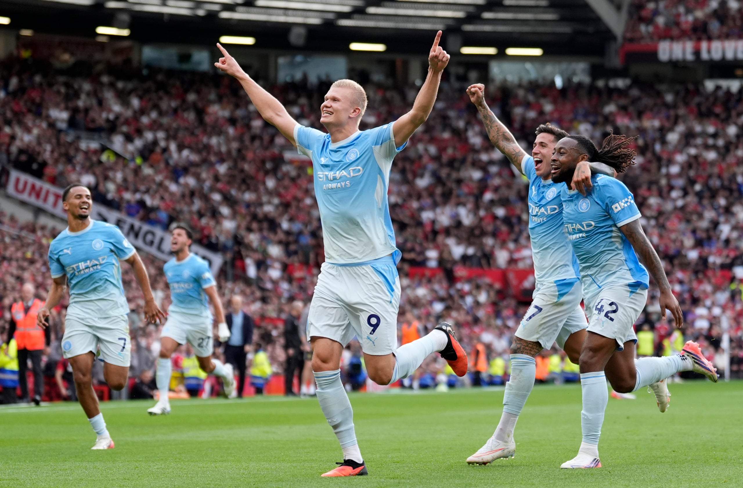 Erling Haaland, celebrando su gol contra el Manchester United | Europa Press