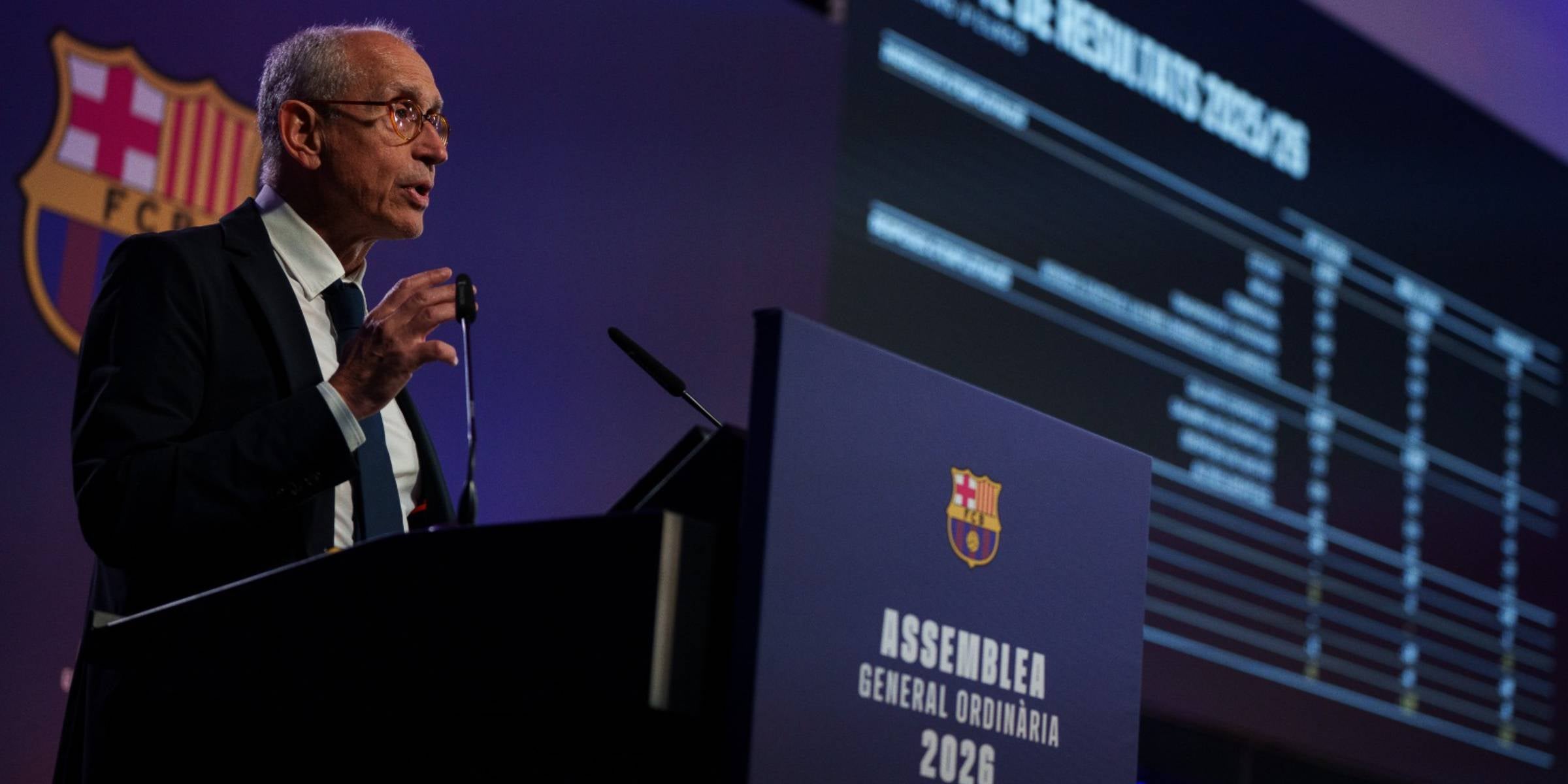 Ferran Olivé, vicepresident i tresorer del Barça, a l'Assemblea. | FCB