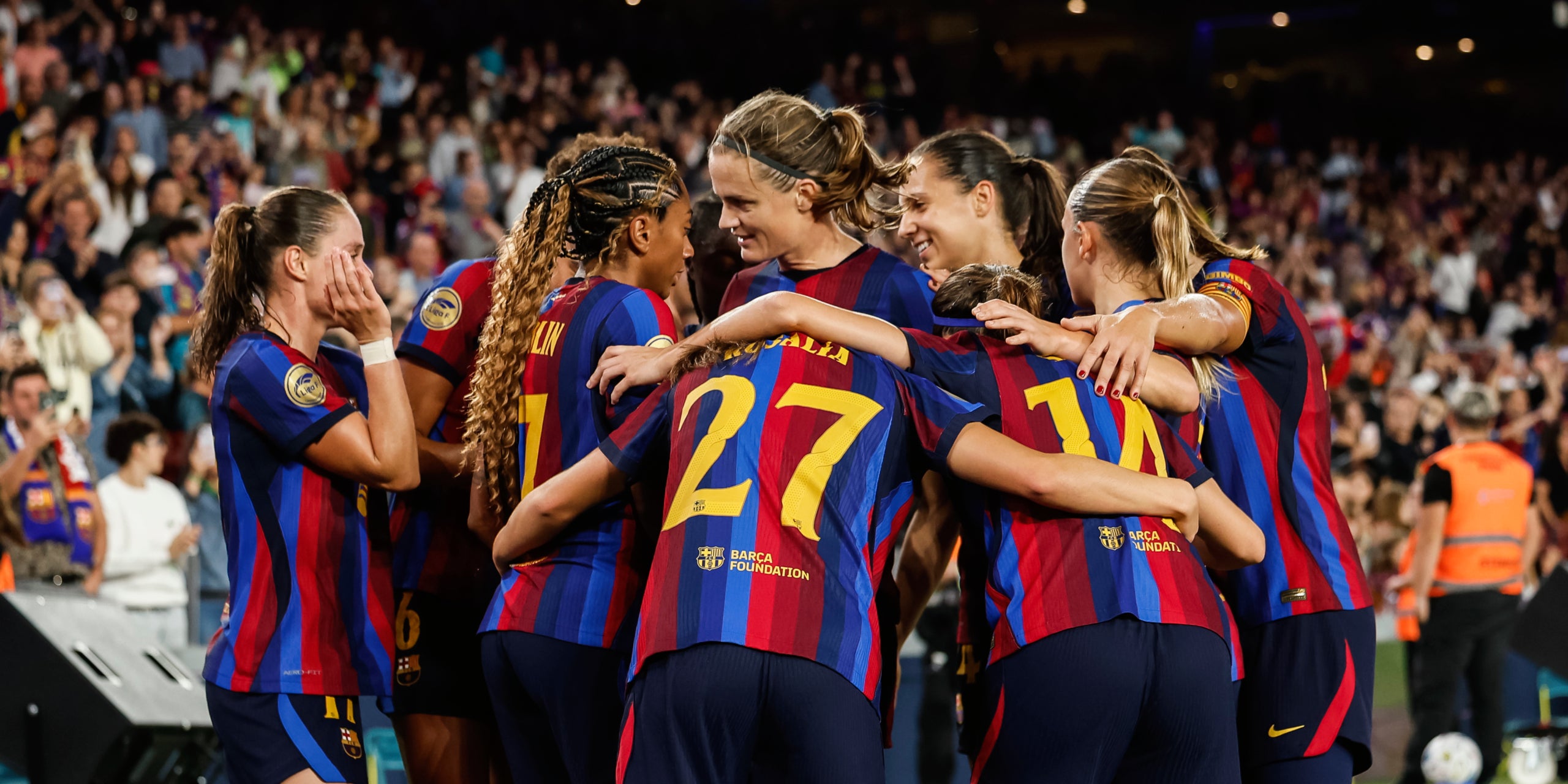 Les jugadores del Barça, celebrant un gol a l'Spotify Camp Nou | Europa Press