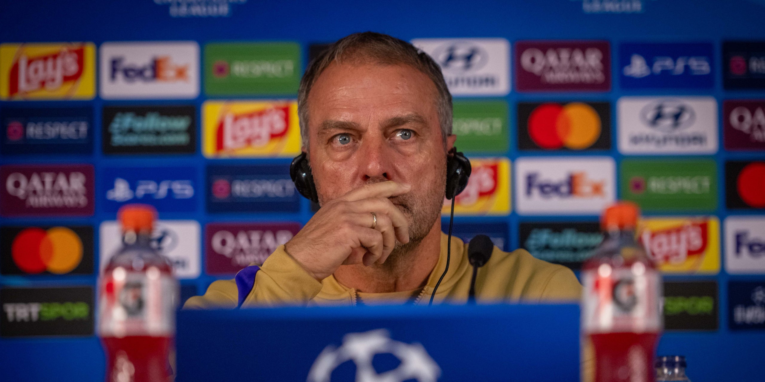 Hansi Flick, durant una roda de premsa amb el Barça | FC Barcelona