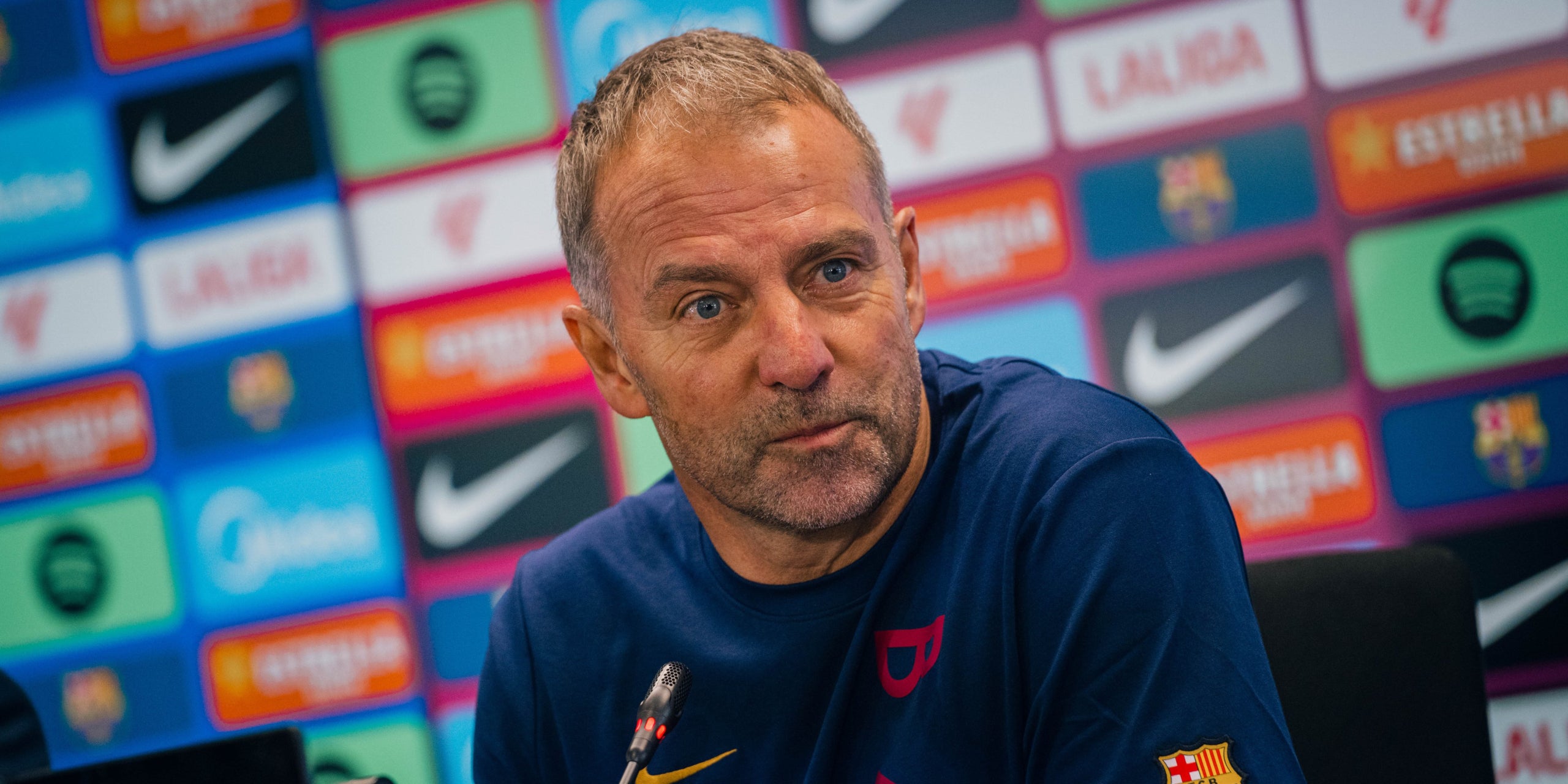 Hansi Flick, durant una roda de premsa amb el Barça | FC Barcelona